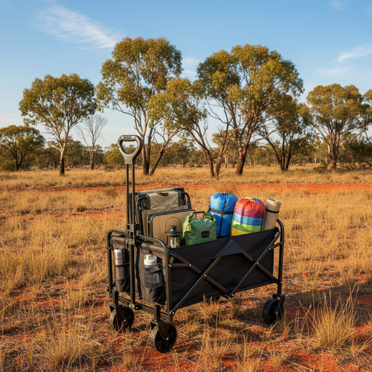 Folding wagon trolley for camping & festivals - black