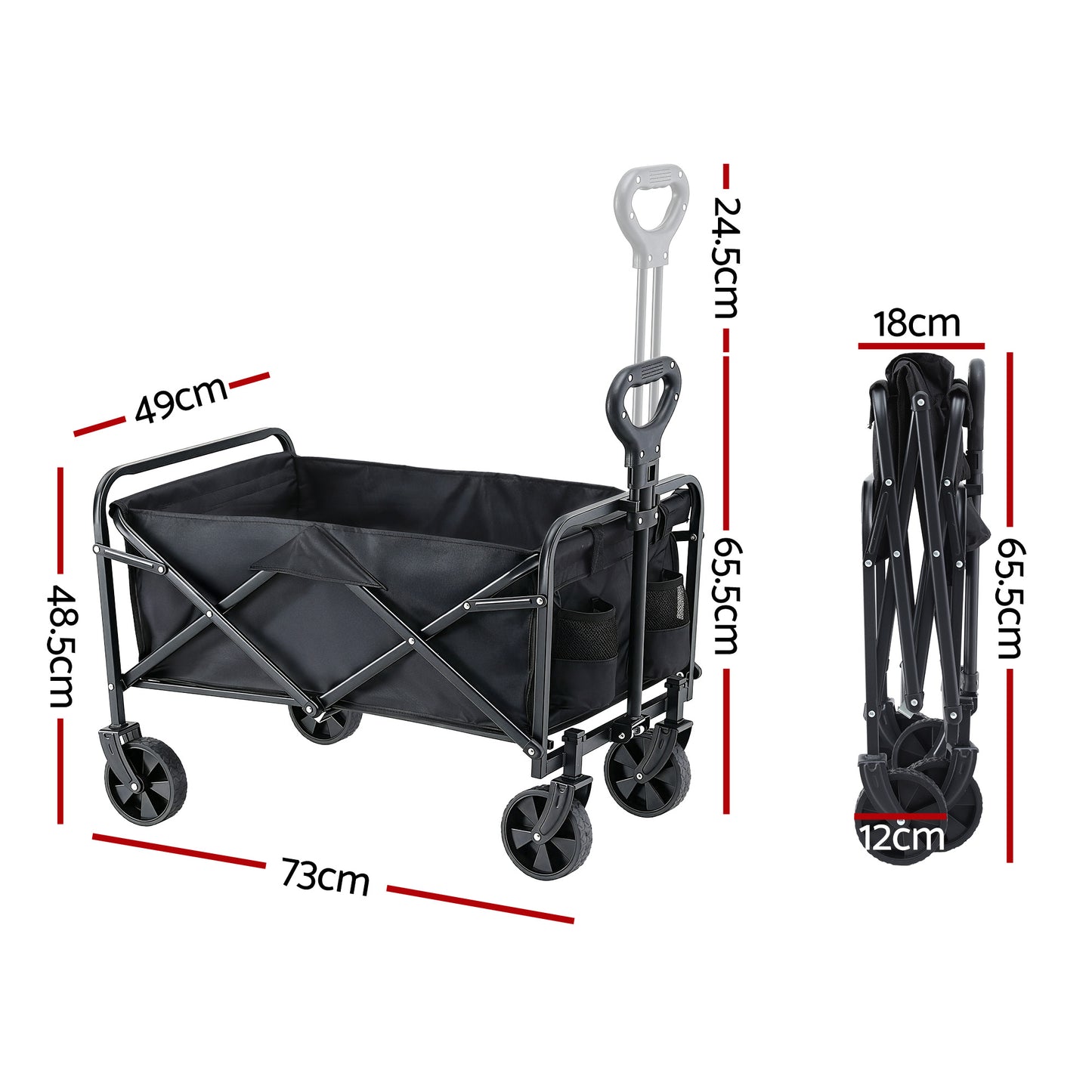 Folding wagon trolley for camping & festivals - black