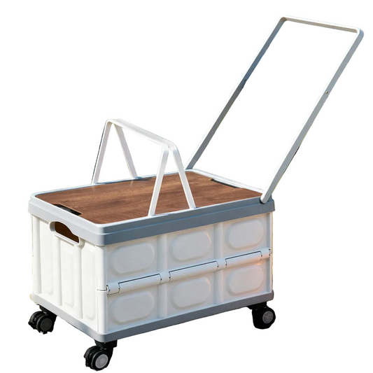 Collapsible Camping Kitchen Storage Wheels 54L - Beige